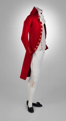 Crimson Wool Military-Style Dress Coat with Gold Trim