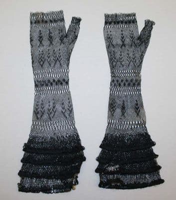 Charcoal Gray Silk Fingerless Knitted Mitts