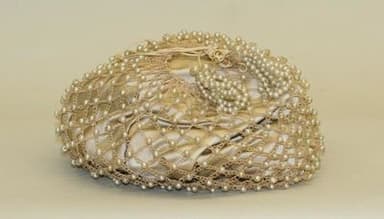 Gold Beaded Silk Net Skull Cap
