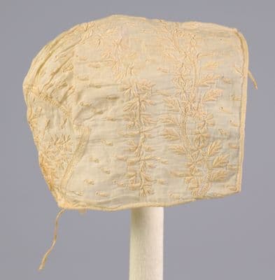 Cream Cotton Muslin Embroidered Day Cap