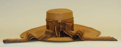 Golden Brown Wide-Brimmed Straw Bonnet