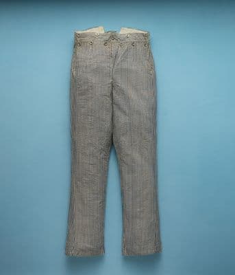 Gray White Striped Cotton Twill Sailor Trousers