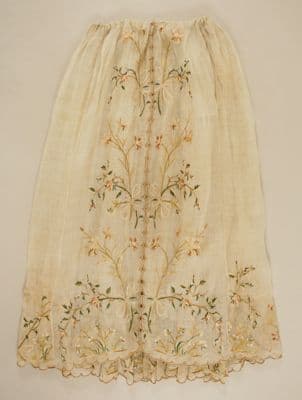 Cream Silk Empire Waist Skirt with Gold Embroidery