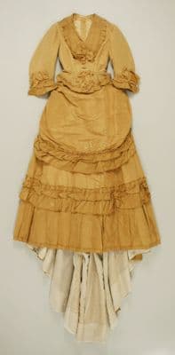Golden Yellow Silk Taffeta Bustle Day Dress