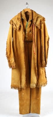 Golden Tan Fringed Buckskin Leather Suit