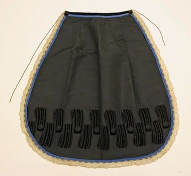 Dark Green Silk A-Line Apron with Blue Trim