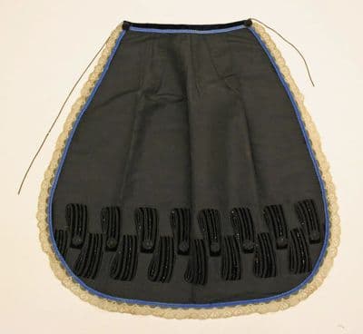 Dark Green Silk A-Line Apron with Blue Trim