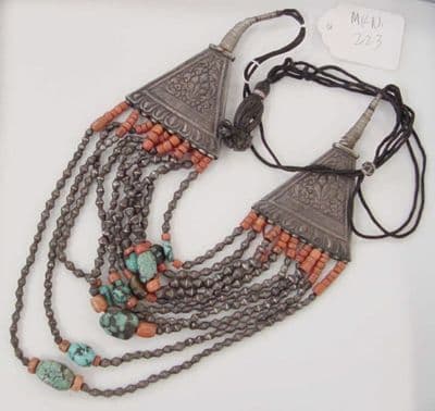 Traditional Tibetan Silver Amulet Silk Cord Necklace