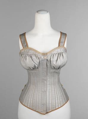 Pale Blue Cotton Coutil Victorian Corset