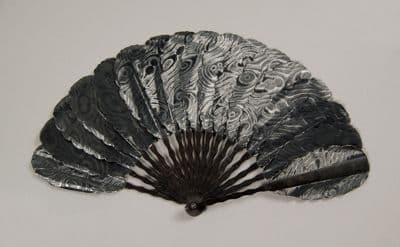 Black Metallic Paper Folding Hand Fan