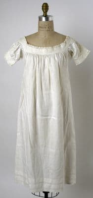 White Linen Chemise with Off-Shoulder Neckline