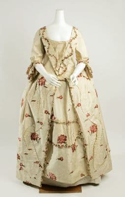 Pale Green Silk Brocade Sack-Back Gown