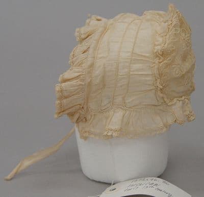 Cream Cotton Muslin Bonnet with Pin-Tucking