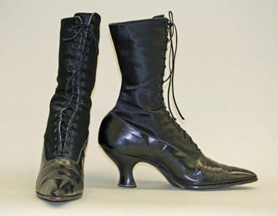 Black Leather Lace-Up Ankle Boots