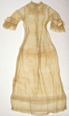 Cream Cotton Lawn Dress with Ruched Collar