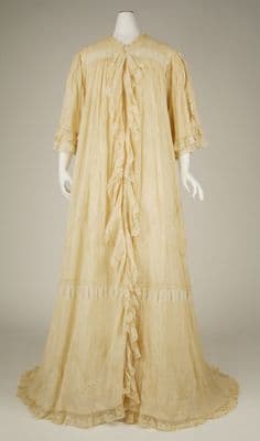 Pale Yellow Silk Cotton Negligée Robe