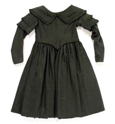 Dark Forest Green Silk Wool Mourning Dress