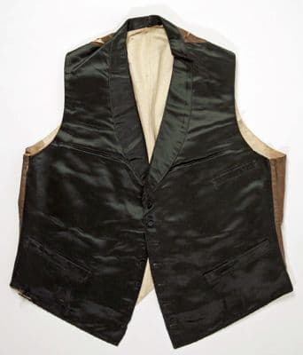Dark Green Silk Formal Waistcoat with Cream Back