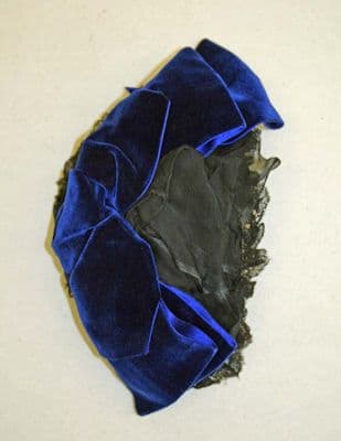 Royal Blue Silk Velvet Victorian Bonnet
