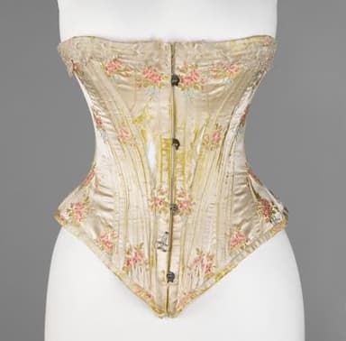 Pale Gold Silk Brocade Victorian Corset