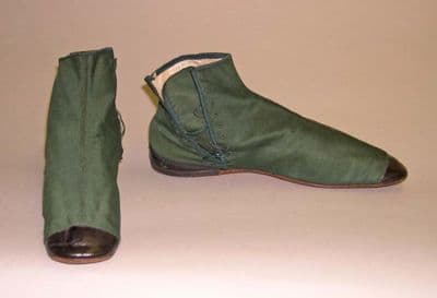 Forest Green Wool Ankle Boots with Brown Leather