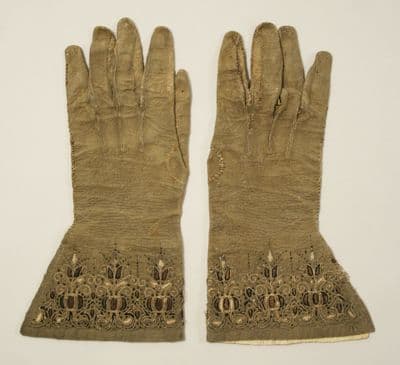 Olive Brown Leather Gauntlet Gloves with Extended Cuffs