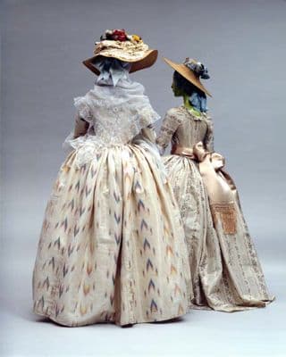 Cream Silk Taffeta Robe with Draped Overskirt