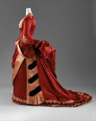 Burgundy Silk Taffeta Bustle Dinner Dress