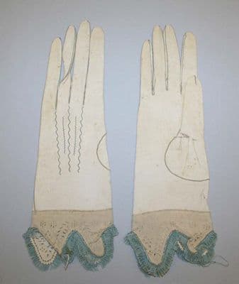 Cream Kid Leather Victorian Evening Gloves