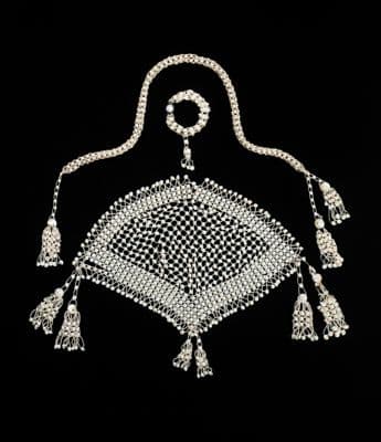 Cream Shell Beaded Reticule with Tassels