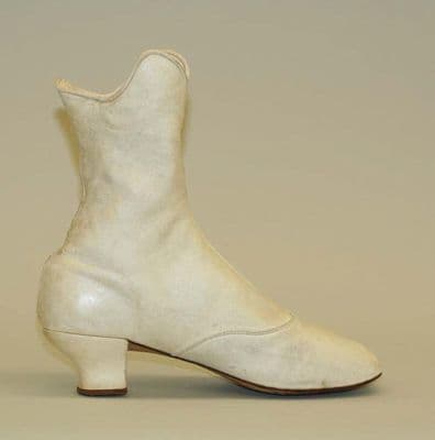 White Leather Side-Button Ankle Boots