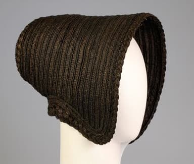 Black Straw Mourning Poke Bonnet