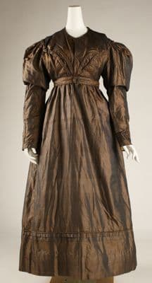 Bronze Brown Silk Taffeta A-Line Walking Dress