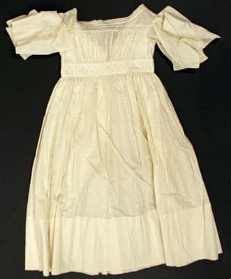 Cream Cotton Chemise Dress with Puffed Sleeves