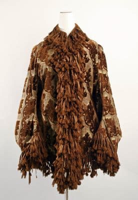 Rust Brown Silk Velvet Dolman Cape