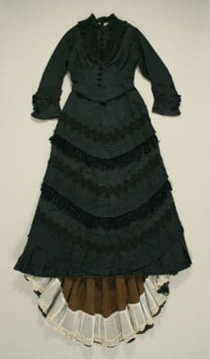 Forest Green Silk Bustle Day Dress