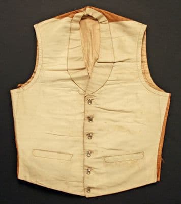 Cream Silk Waistcoat with Brown Trim