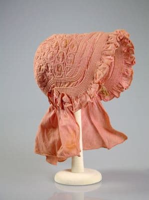 Coral Pink Cotton Sunbonnet with Shirred Crown