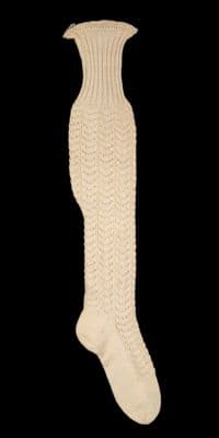 Cream Cotton Ribbed Knee-High Stockings