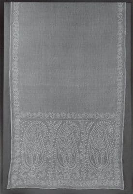 White Cotton Paisley Border Shawl