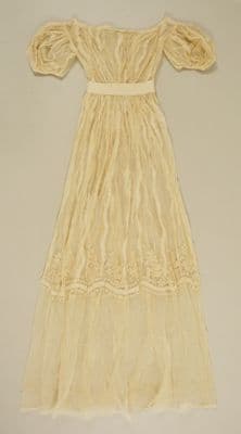 Cream Silk Muslin Empire Waist Wedding Gown