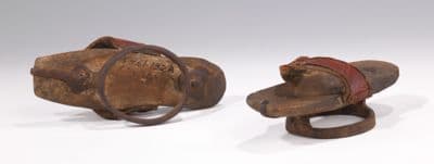 Brown Leather Pattens with Wooden Soles