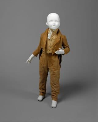 Golden Brown Cotton Three-Piece Tailcoat Suit