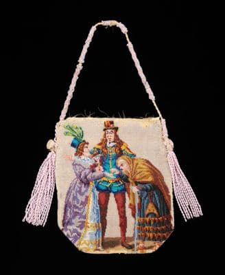 Cream Silk Beaded Drawstring Evening Pouch