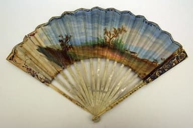 Pale Blue Silk Folding Fan with Ivory Ribs