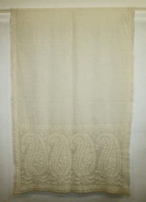 Cream Cotton Scarf with Paisley Border