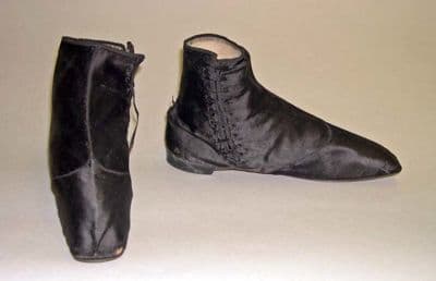 Black Silk Satin Side-Laced Ankle Boots