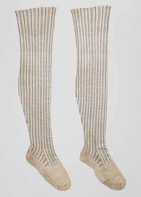 Cream Ribbed Silk Cotton Knee-High Stockings