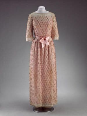 Pale Pink Organdie A-Line Evening Dress