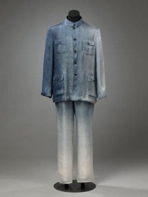 Indigo Dip-Dyed Silk Two-Piece Men's Suit